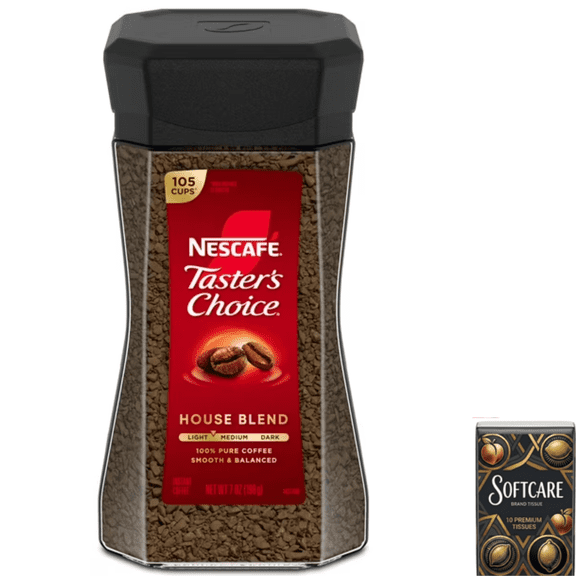 NESCAF Taster's Choice House Blend, Light Medium Roast Instant Coffee, 7 oz