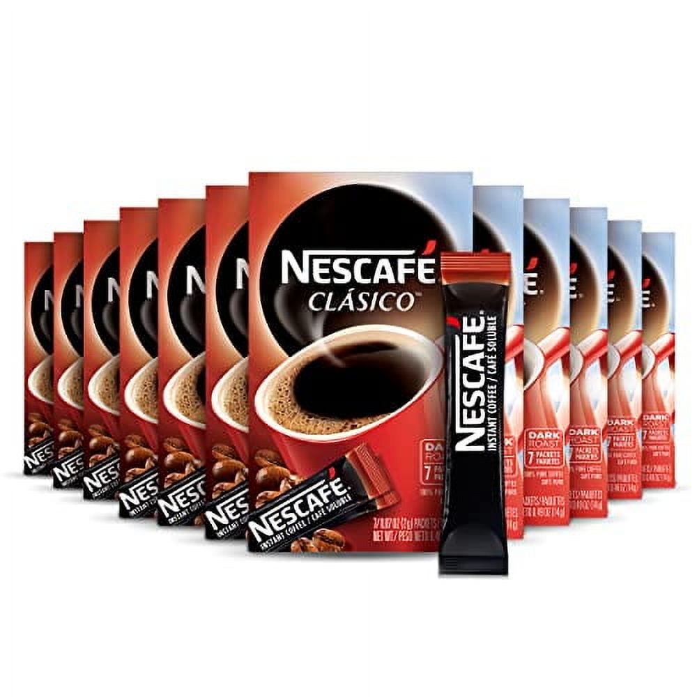 NESCAFE CLASICO Dark Roast Instant Coffee - 12 Boxes, 84 NESCAFE CLASICO Dark Roast Instant Coffee - 12 Boxes, 84