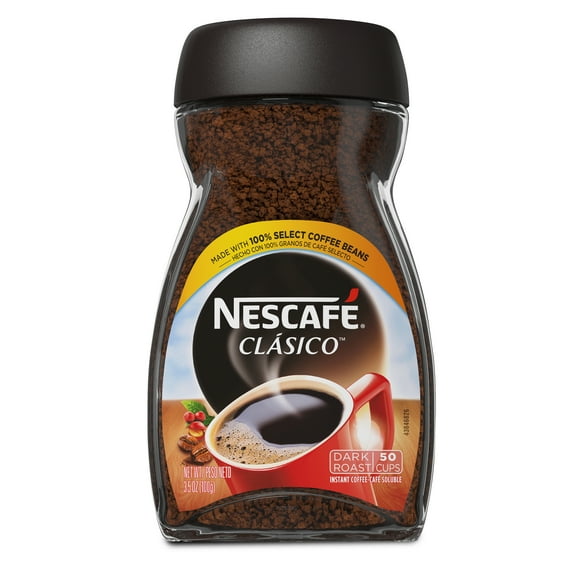 NESCAFE CLASICO Dark Roast Instant Coffee, 3.5 oz. (1 Box of 6)
