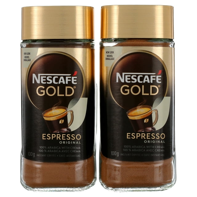 NESCAFE Gold Espresso Instant Coffee, 100g/3.5oz, Jar (2 Pack