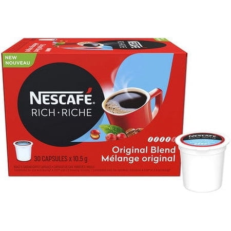 NESCAFE Rich Original Roast & Ground Coffee Capsules, K-Cup Compatible Pods, 30 Capsules {Imported from Canada}