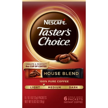 NESCAFE Taster's Choice House Blend Light Roast, Instant Coffee Single Serve Packets, 6 Count