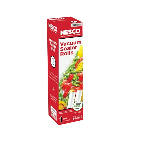 NESCO Custom Length Vacuum Seal Bags, 1-Roll 11"x20', Thick & Tear Resistant, Cut-to-Size VacSeal Bags for Bulk Meats, Heavy Duty Freezer Storage
