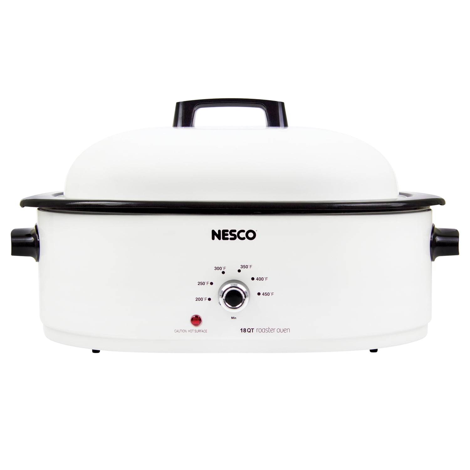 NESCO 18Qt. 1,450Watt Roaster with Porcelain Cookwell, White, MWR18