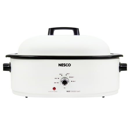 NESCO 18-Qt. 1,450-Watt Roaster with Porcelain Cookwell (White)