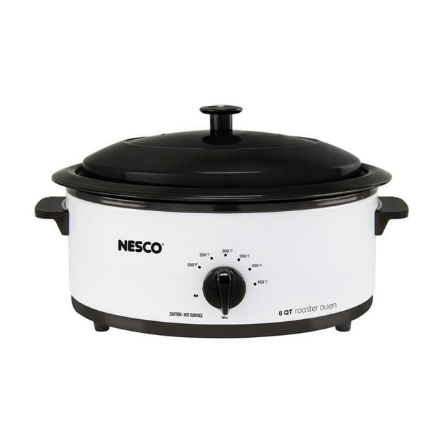 NESCO 6 Qt. Ivory Roaster with Porcelain Cook Well, 481614