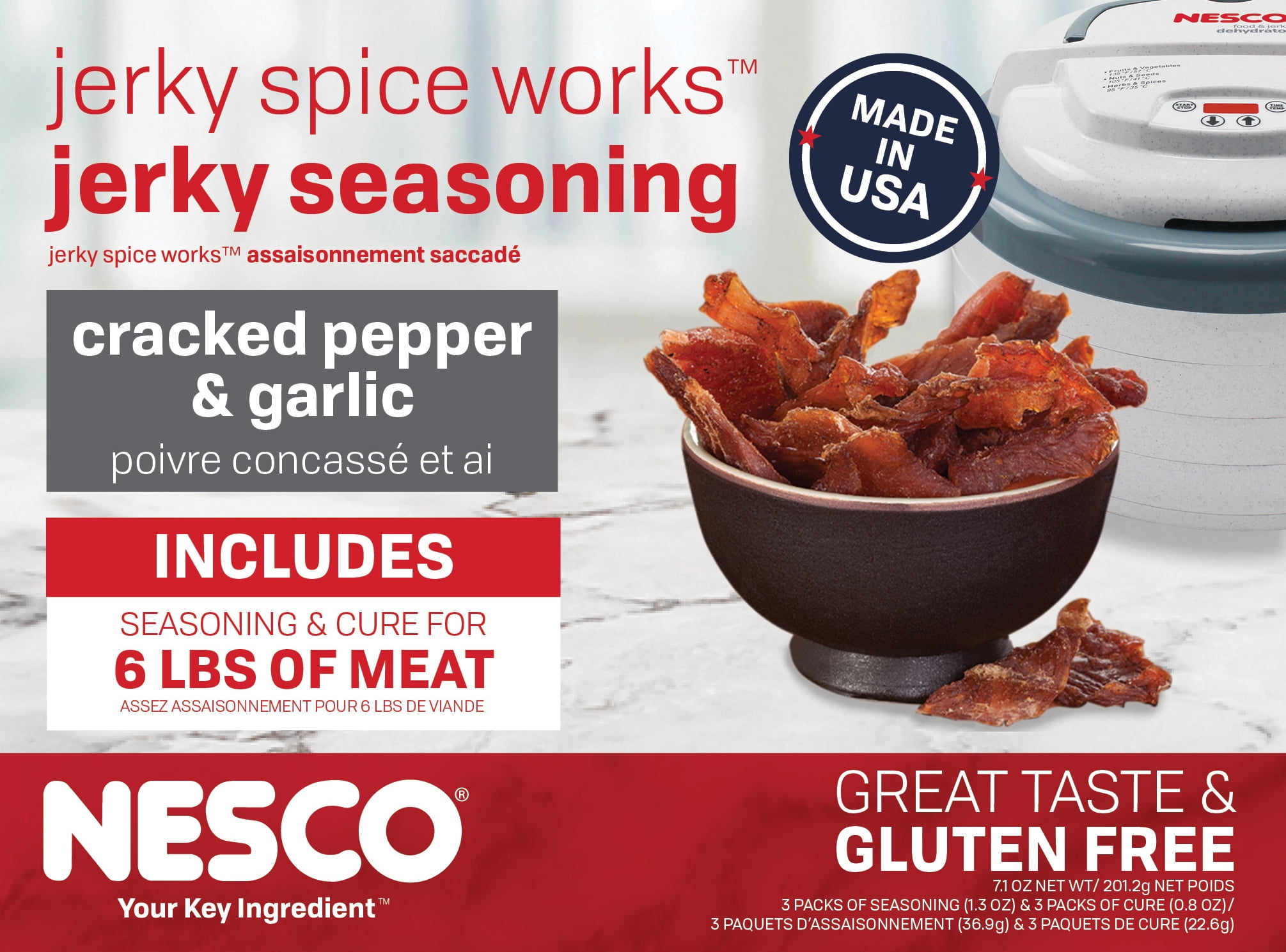 NESCO® BJG6 Cracked Pepper & Garlic Jerky Seasoning, 3 Pack