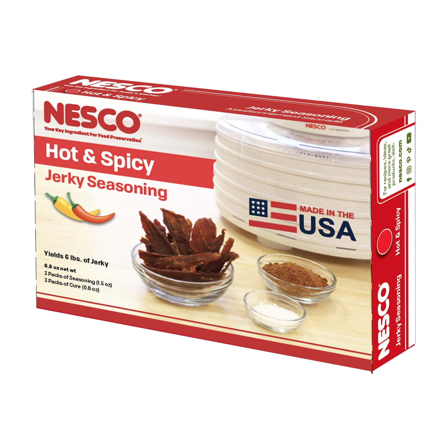 NESCO BJH-6 Hot & Spicy Jerky Seasoning for Dehydrating Jerky, 3 Pack