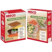 NESCO Pre-Cut Vacuum Seal Bags, 100ct Multi-Size 50 Quart + 50 Gallon, Extra Thick & BPA-Free, Vacuum Pack Sealer Bags for Sous Vide Cooking, Meal Prep & Long Term Freezer Storage