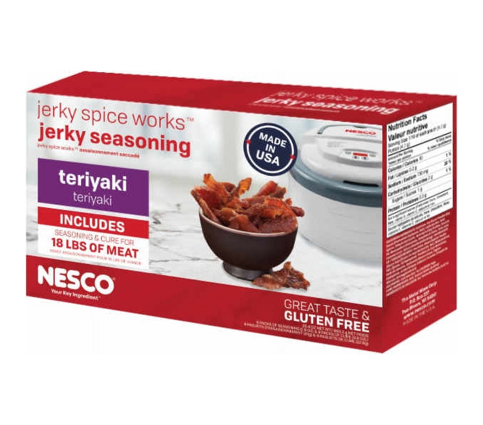 NESCO® Teriyaki Flavor Jerky Seasoning Mix, Beef Cure Packets, 9 Pack