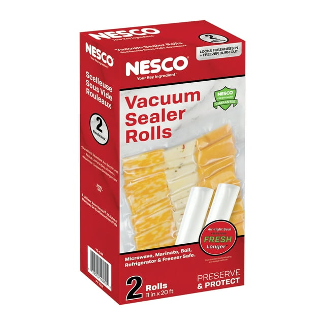 NESCO® VS04R Vacuum Sealer Bag, Roll 11"X 20', 2 Pack Clear Plastic