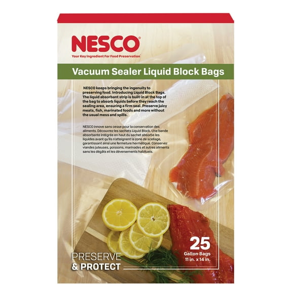 NESCO Vacuum Sealer Gallon Liquid Block Bags  25 Count