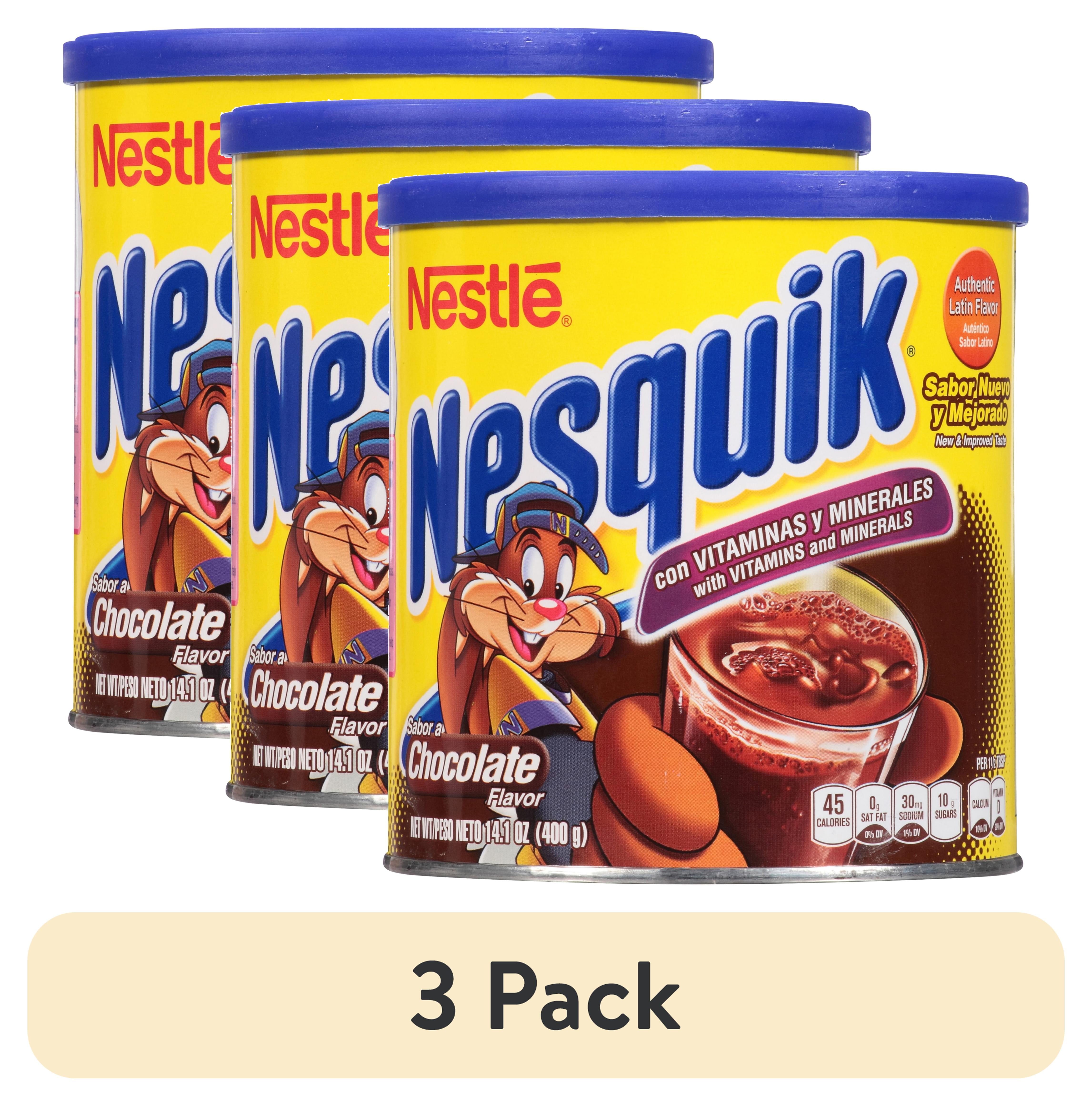 (3 pack) Nestle Nesquik Chocolate Flavor Instant Stir In Powder Mix, 14.1 oz Canister, 31 Servings