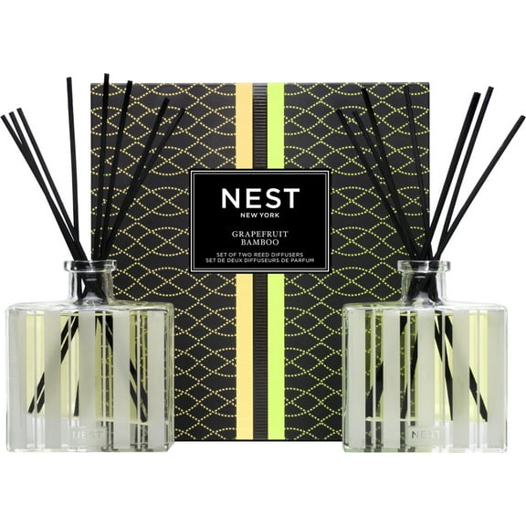 NEST New York Fragrances Bamboo & Grapefruit Reed Diffuser Duo Gift Set 2 Set, New