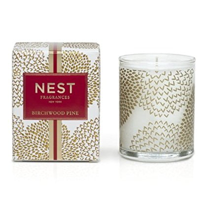 NEST New York Scented Votive Candle, Birchwood Pine - 2 oz - Up to 28-Hour Burn Time - Reusable Glass Vessel