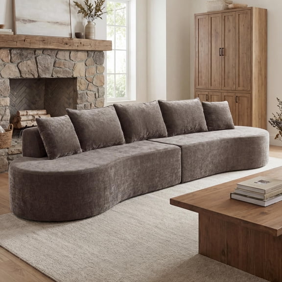 NESTIA 138.6" Modern Curved Modular Sectional Sofa, Compressed Sponge, 2-Piece