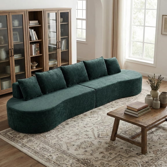 NESTIA 138.6" Modern Curved Modular Sectional Sofa, Compressed Sponge, 2-Piece
