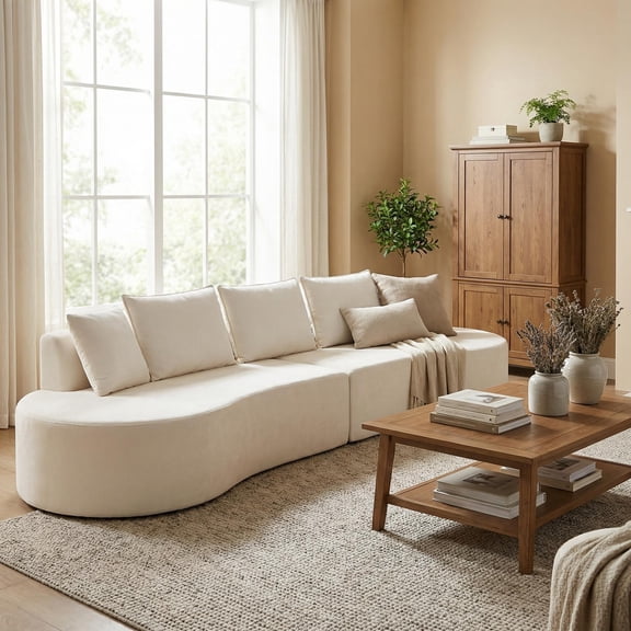 NESTIA 138.6" Modern Curved Modular Sectional Sofa, Compressed Sponge, 2-Piece