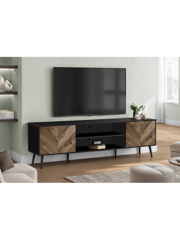 72 in TV Stand, Console, Media Entertainment Center, Brown and Black Laminate