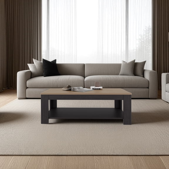 NESTIA Bazine Table Nova, Black and Natural, Stylish Living Room