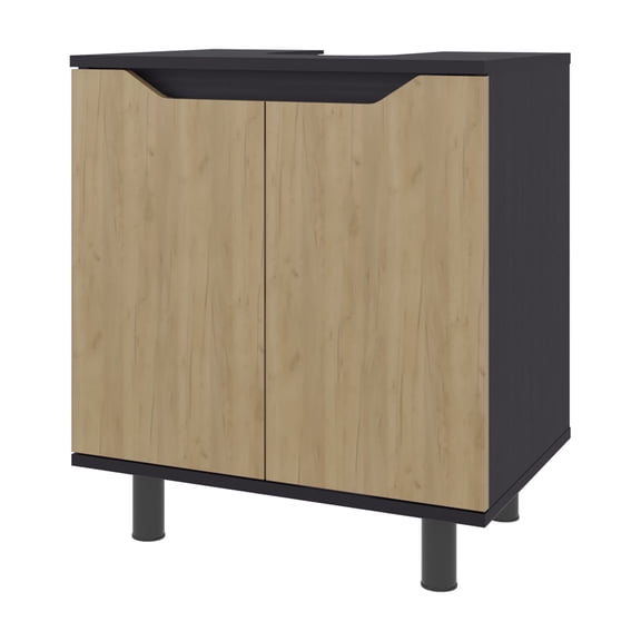 NESTIA FM Furniture Jerome Under Sink Storage Cabinet with Double Doors and Adjustable Shelves, Natural Oak
