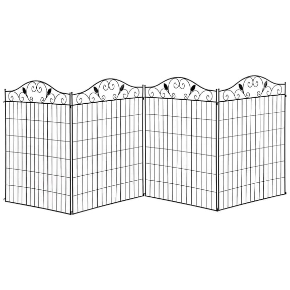 NESTIA Garden Decorative Fence Panel, 4-Pack, 44 x 36-Inch, 12 ft Linear Length, Steel Border Folding Fence for Garden Landscaping