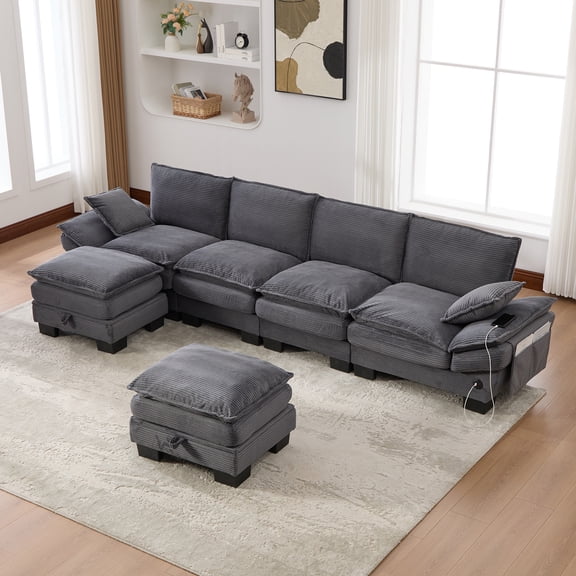 NESTIA Sectional Cloud Modular Sofa, Deep Seat, Corduroy, Multiple Combinations