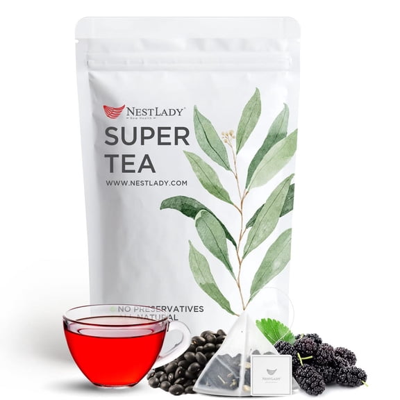 NESTLADY Black sesame mulberry Tea, Black beans, black goji berries, black rice combination tea, 五黑悦发茶, All natural herbal tea flower tea Nourishing Tea Bags 20 bags (140g, 7g/bag)