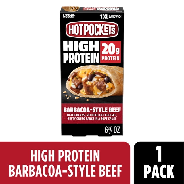 Hot Pockets High Protein Barbacoa Style Beef, Air Fryer Food, Frozen Sandwich, 1 XL Sandwich  6.75 oz — product image