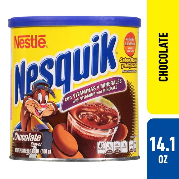 Nestle Nesquik Chocolate Flavor Powder Drink Mix, Fat Free, 14.1oz (4 Pack)