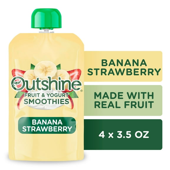Outshine Fruit & Yogurt Smoothie Banana Strawberry, Smoothie Pouch, On The Go Snack, 4PK 14 oz
