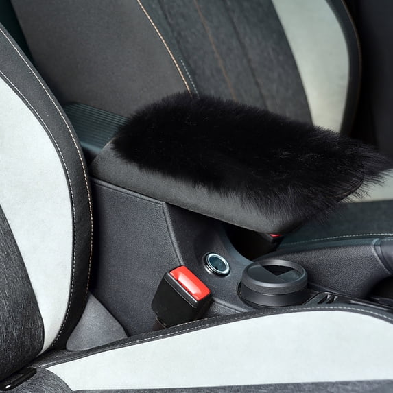 NESWOIZI Furry Car Armrest Cover Car Center Console Cover Pad Car Soft Console Pad Wool Armrest Seat Box Cover Protector Universal Fit For Most Vehicles Dome Light Cover