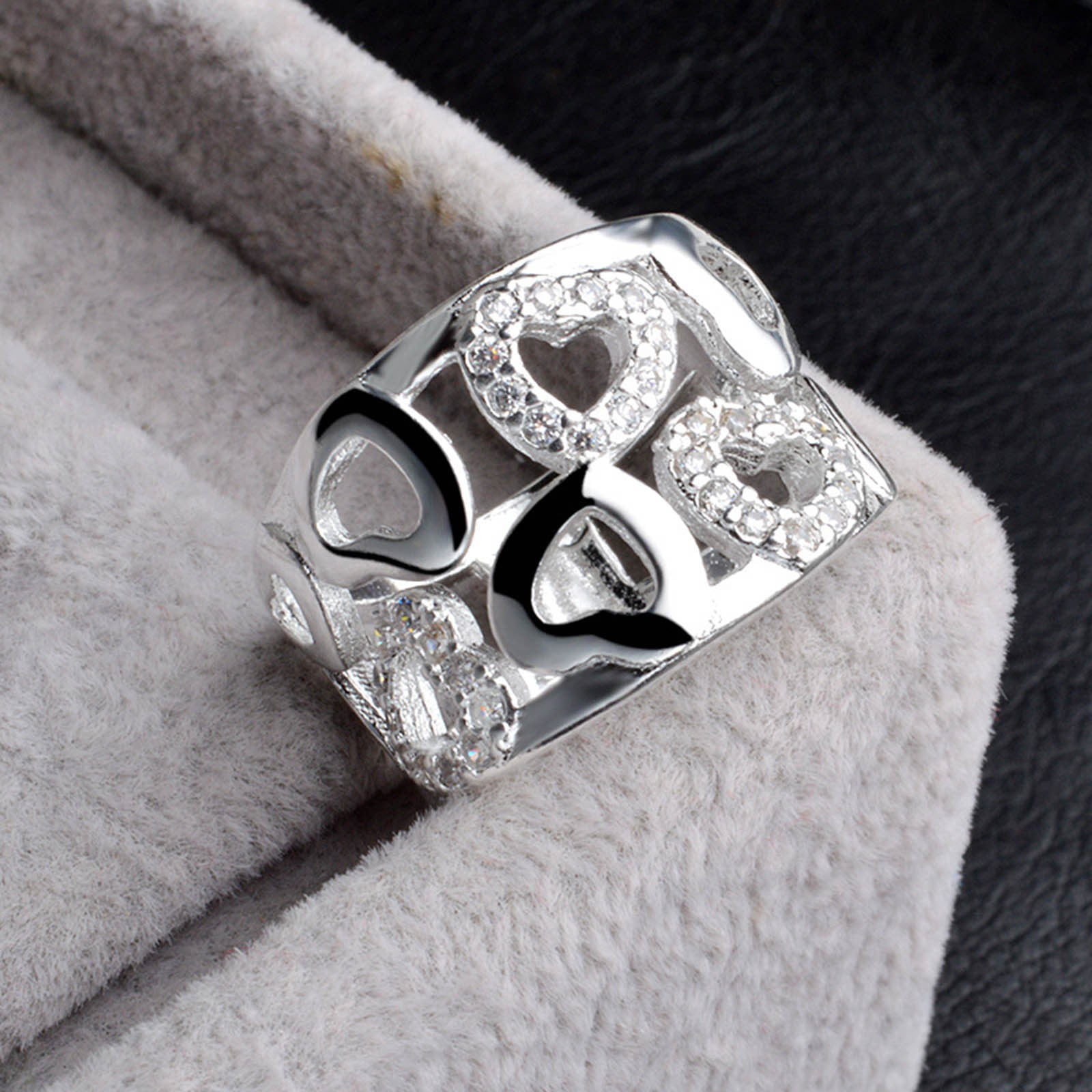 NESWOIZI Ring Love Heart Ring Female Fashion Personality Ring Simple