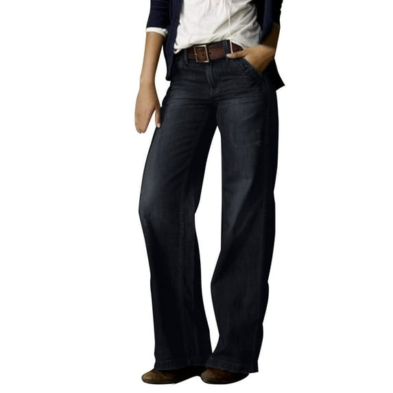 NESWOIZI Womens Retro Fashion Casual Straight Leg Wide Leg Jeans Tall Womens Clothes