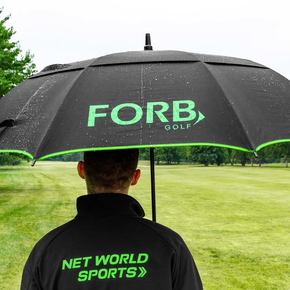NET WORLD SPORTS Sports Umbrella | Windproof Double Canopy and Storage Sheath – Lightweight Fibreglass Frame with EVA Handle – Ideal for Football Golf Tennis Cricket