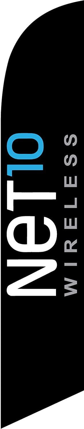 NET10 Net 10 Advertising Feather Banner Swooper Flag Sign with Flag Pole Kit and Ground Stake