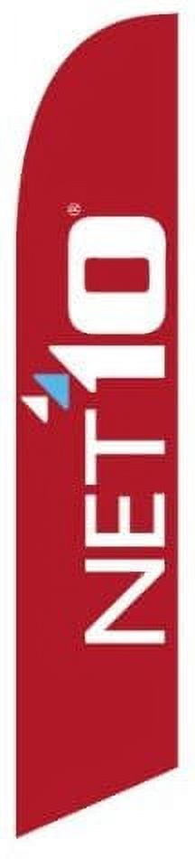 NET10 Net 10 Advertising Feather Banner Swooper Flag Sign with Flag Pole Kit and Ground Stake
