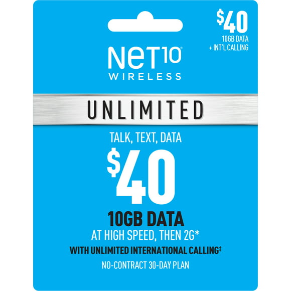 NET10 Wireless $40 Unlimited 30-Day Plan e-PIN Top Up (Email Delivery)