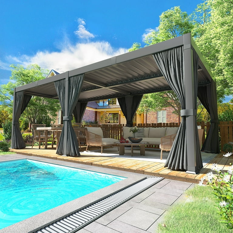 NETAJE 10' x 20' Outdoor Aluminum Louvered Pergola with Adjustable