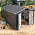 thumbnail image 1 of NETAJE 10'x14' Outdoor Metal Shed , Storage Shed with Updated Frame, Lockable Doors & Sliding Roof for Backyard, Garden, Black, 1 of 7