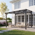 thumbnail image 1 of NETAJE 10'x8' Wall Mounted Pergola, Permanent Hardtop Aluminum Gazebo with Polycarbonate Roof for Patio Backyard Deck, 1 of 8