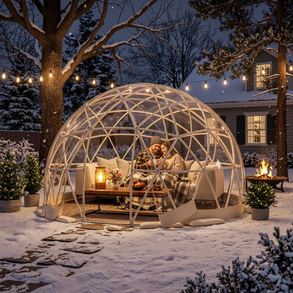 NETAJE 10ft Clear Garden Dome Tent, Geodesic Garden Igloo Bubble Tent for Backyard Parties, Transparent