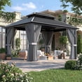thumbnail image 1 of NETAJE 10x12 FT Hardtop Gazebo, Heavy Duty Gazebo with Aluminum Frame, Galvanized Steel Double Roof & Mosquito Net for Garden, Patio, Grey, 1 of 9