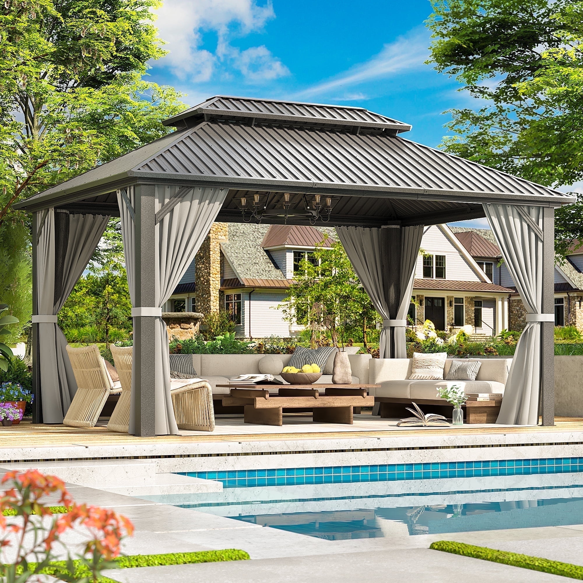 NETAJE 10x14 FT Hardtop Gazebo, Heavy Duty Gazebo with