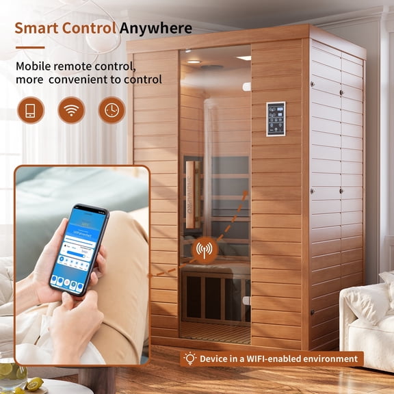 NETAJE 2 Person Sauna, Spectrum Infrared Sauna for Home with BT and WiFi Control, Indoor Dry Sauna with 5 Heater Panels, Home and Gym
