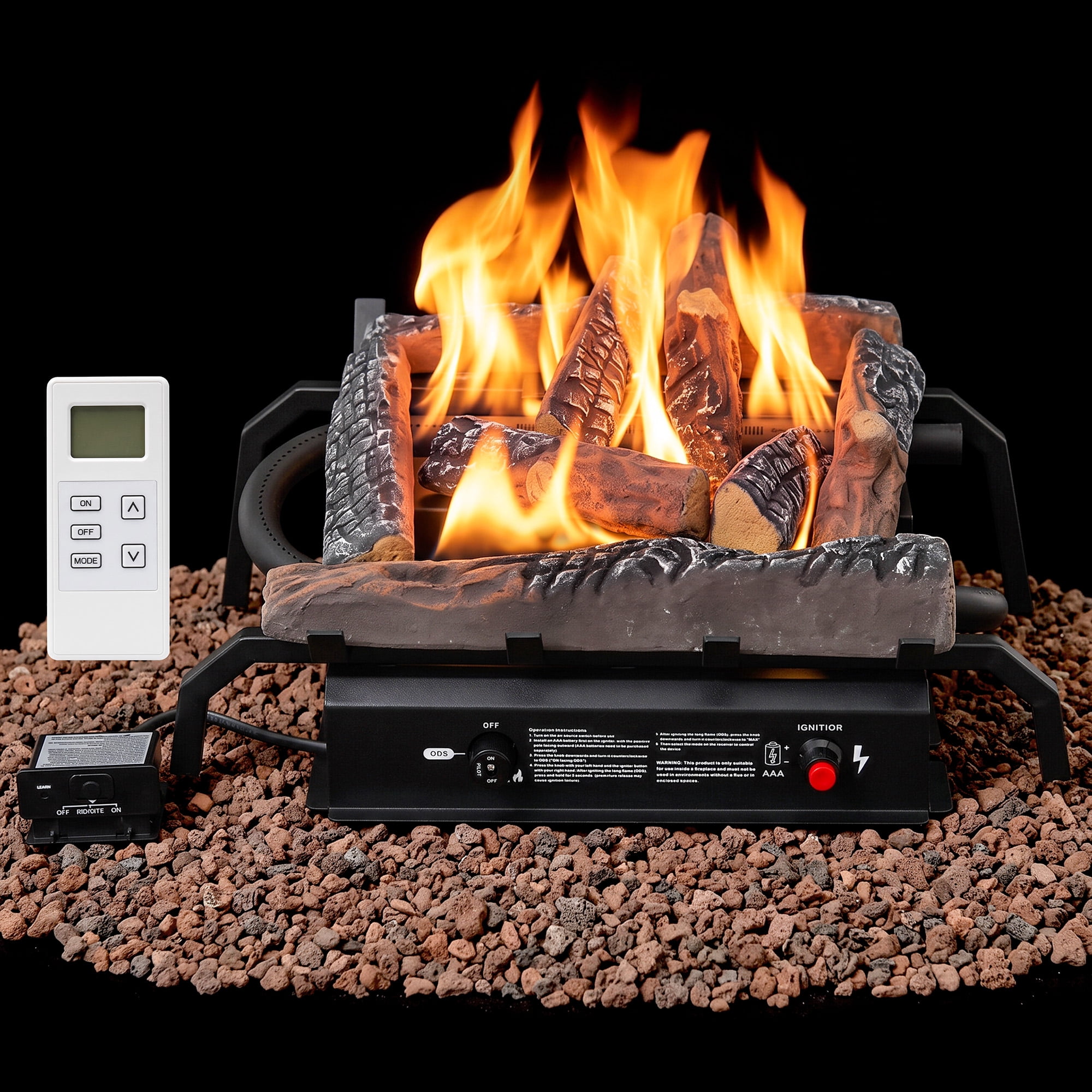 NETAJE 20 Inch Ventless Gas Fireplace Logs Set for Liquid Propane ...