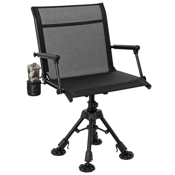 NETAJE 360° Swivel Hunting Blind Chair, Adjustable Folding Hunting Chair with Cup Holder