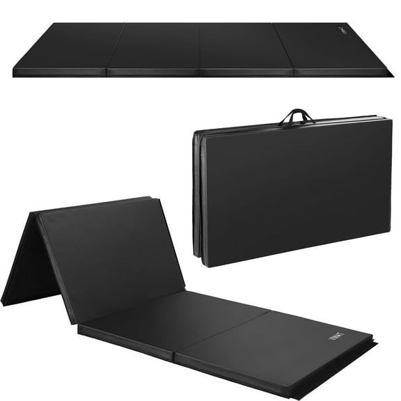 NETAJE 4'x10'x2" New Folding Gymnastics Mat, Tumbling Mat with Carrying Handles for Indoor/Outdoor Exercise, Black