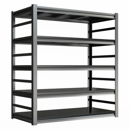 NETAJE 5-Tier Heavy Duty Shelving, 2500LBS Steel Storage Shelves Adjustable Garage Storage Industrial Shelf, 72" H x 24"D x 48"W, Black