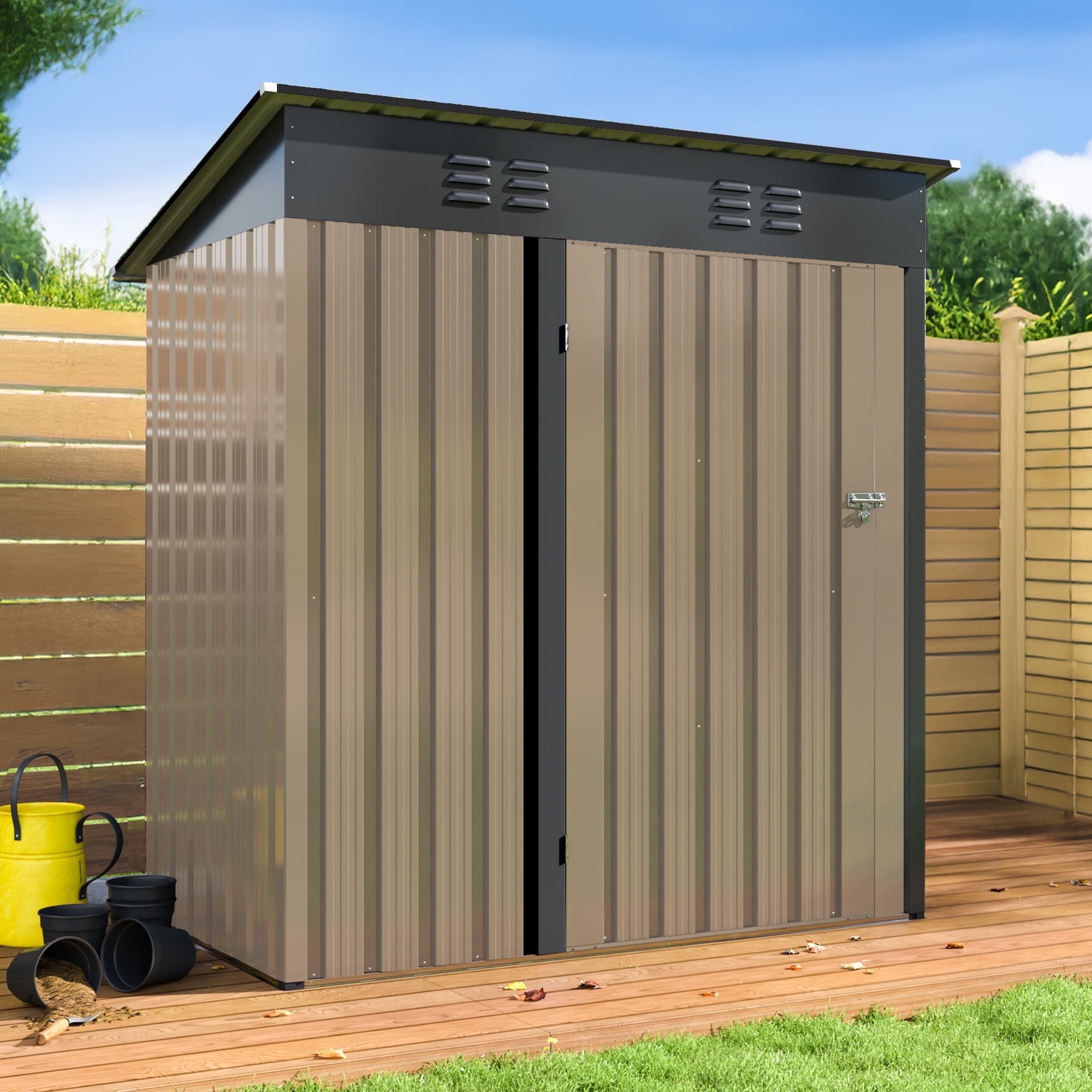 NETAJE 5'x3' Outdoor Metal Storage Shed with Updated Frame
